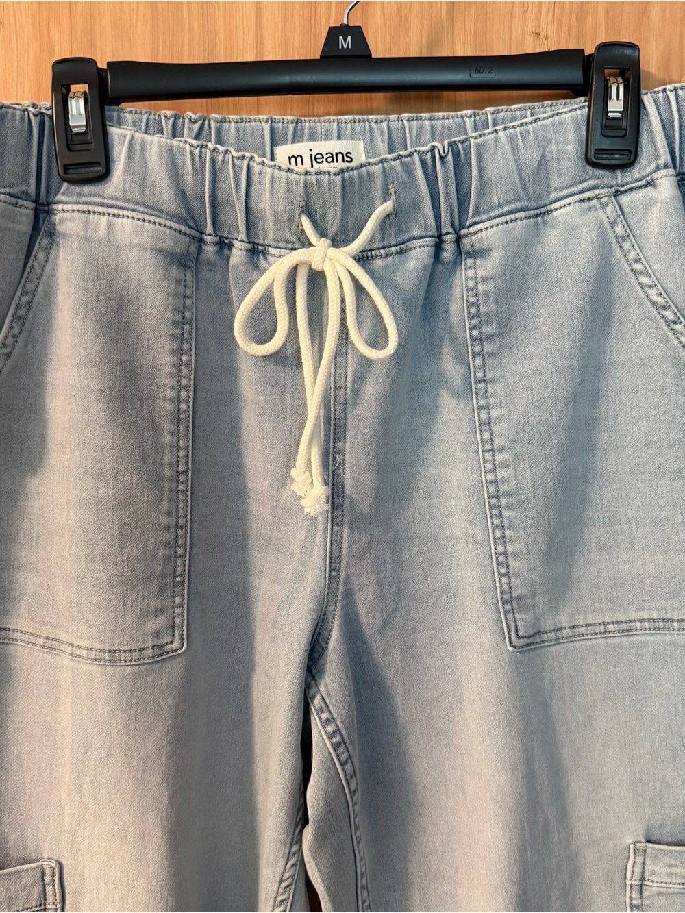 Maurices Light Blue Drawstring Denim Joggers - Picture 2 of 10